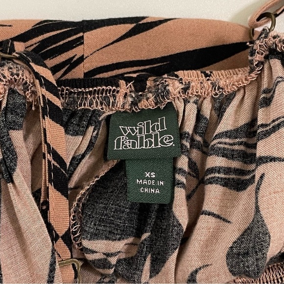 Wild Fable Smocked Midi Beach Dress Tropical Palm Print Clay Black XS - Picture 11 of 12